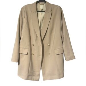 H&M Double Breasted Oversized Cream Blazer Jacket